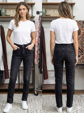 Pilcro High-Rise Black Straight-Leg Jeans